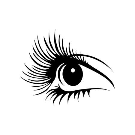 eye with long eyelashes on a white backgroundのイラスト素材