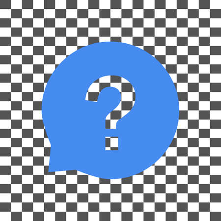 Question mark sign in blue speech balloon. Help icon on transparent background. Vector illustrationのイラスト素材