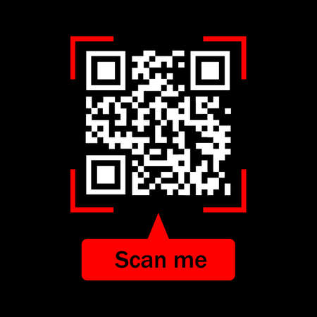 QR code scan icon with smartphone, scan me barcode sign, Vector illustrationのイラスト素材