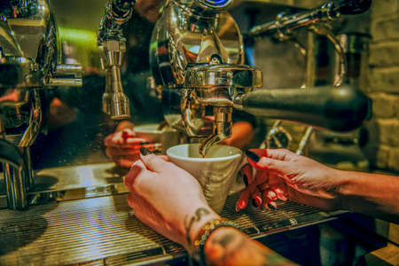 espresso coffee in the barの写真素材