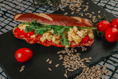 ham and vegetable sandwichの写真素材