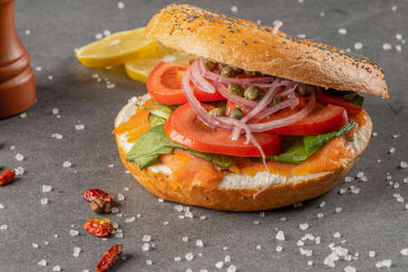 sandwich with smoked salmonの写真素材