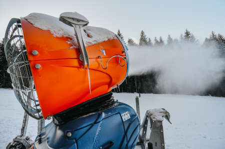 artificial snow cannon in operationの写真素材