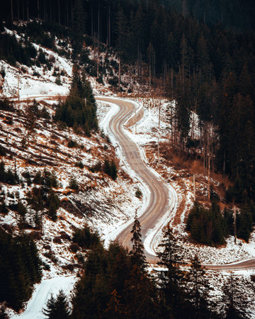 mountain road in the mountainsの写真素材