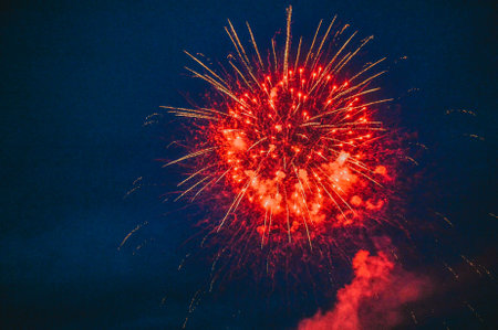 fireworks on the slopeの写真素材