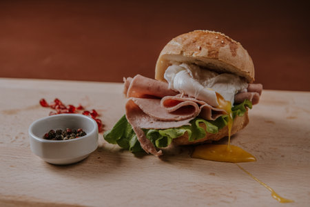 sandwich with salami and cheeseの写真素材