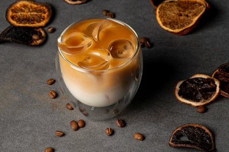 milk and caramel drinkの写真素材