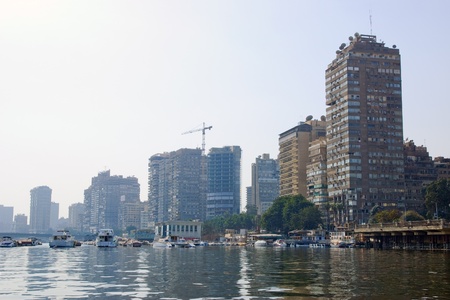 View of Cairo  Egypt  from Nile riverの写真素材