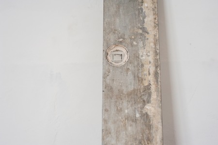 Construction level on glass on a white background. Copy space.