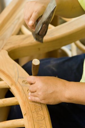 Hands engraving, blured in motion