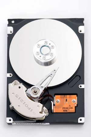 An opened hard disc drive