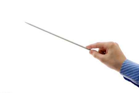 A hand with a pointer, isolated on whiteの写真素材