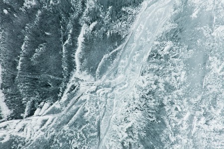 The pattern of cracks on blue ice of Lake Baikal