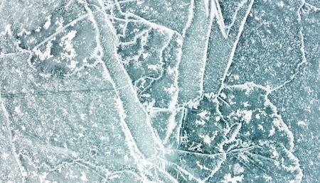 The pattern of cracks on blue ice of Lake Baikalの写真素材