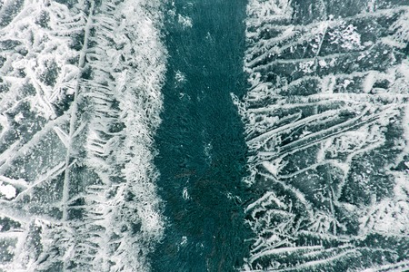 The pattern of cracks on blue ice of Lake Baikal