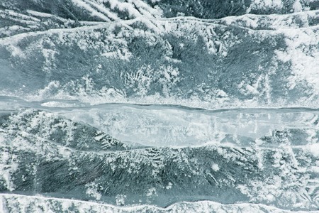The pattern of cracks on blue ice of Lake Baikal