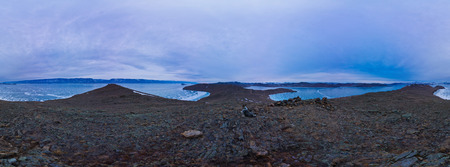 360 spherical panorama dawn on Olkhon Island, Cape mare's headの写真素材