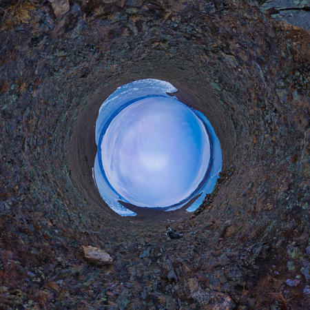 Spherical panorama dawn on Olkhon Island, Cape mare's headの写真素材