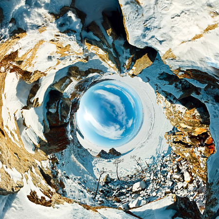 Spherical panorama 360 180 degrees Cape shaman on the island of Olkhon, Lake Baikal.