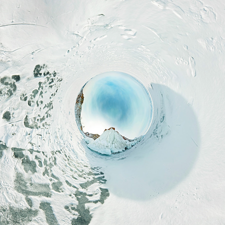 Spherical panorama 360 180 degrees Cape shaman on the island of Olkhon, Lake Baikal.の写真素材