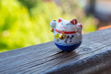 Maneki Neko - Lucky Cat in blue color - for study and career