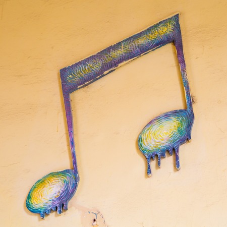 Wall decorated with music notesの写真素材