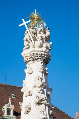 Holy Trinity column near Matthias Church in Budapestの写真素材