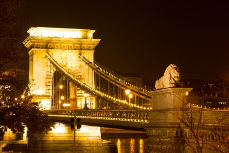 Budapest Chain Bridge by nightの写真素材