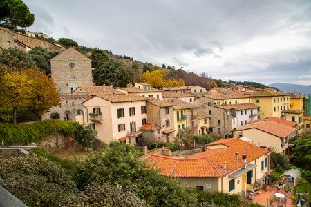 The view of the Tuscany city of Cortonaの写真素材
