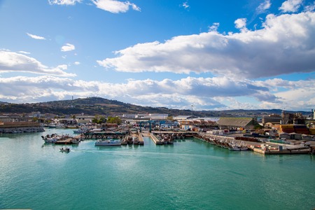 Ancona, Italy - November 7, 2014: The harbor of Ancona with the rows of the boats dockedのeditorial素材