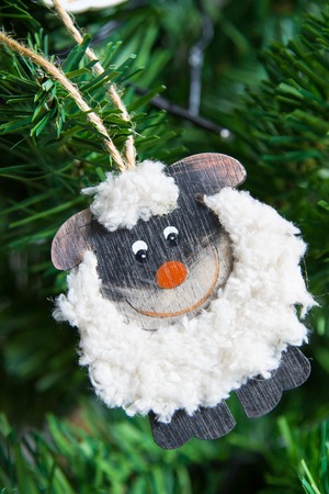 New year card with a sheep symbol of 2015の写真素材