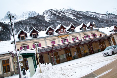 Facade of Chamonix train stationのeditorial素材