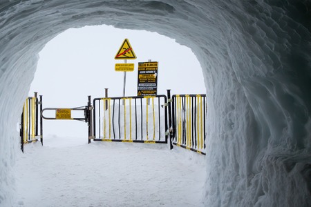 Vallee blanche sign at  the station of the Aiguille du Midi in Chamonix