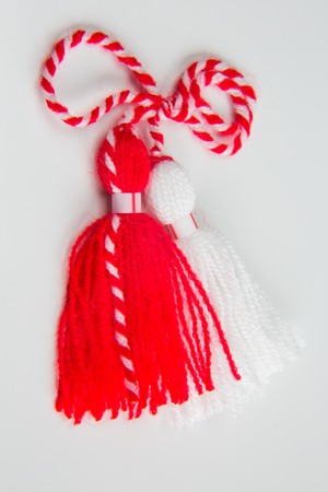 Bulgarian Martenitsa spring sign on white backgroundの写真素材