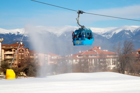 BANSKO, BULGARIA - February 2015: Bansko cable car cabin in Bansko, Bulgaria, 19 February 2015のeditorial素材