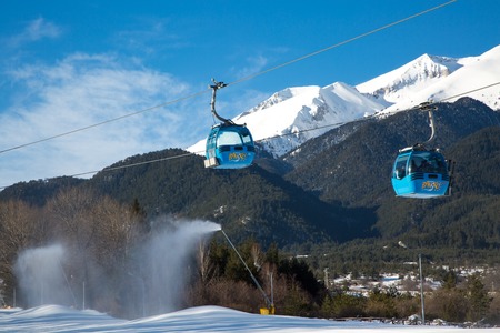 BANSKO, BULGARIA - February 2015: Bansko cable car cabin in Bansko, Bulgaria, 19 February 2015のeditorial素材