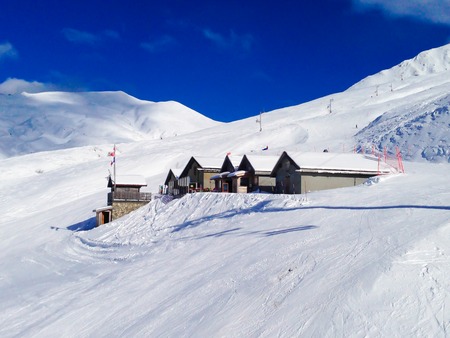 alpine style chalets in French Alps, France