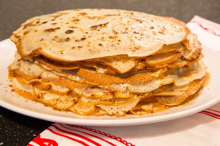 The stack of pancakes russian foodの写真素材