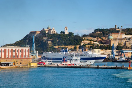 Ancona, Italy - November 7, 2014: The harbor of Ancona with ships loadedのeditorial素材