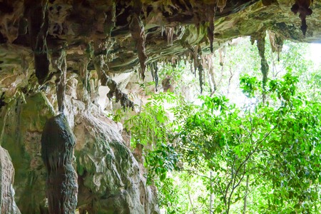 Tham Pee Hua Toe (Big-headed Ghost Cave) in Krabi, Thailandの写真素材