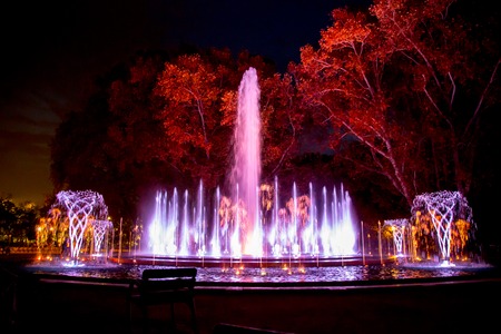 Music fountain at the Margaret Island in Budapest Hungaryの写真素材