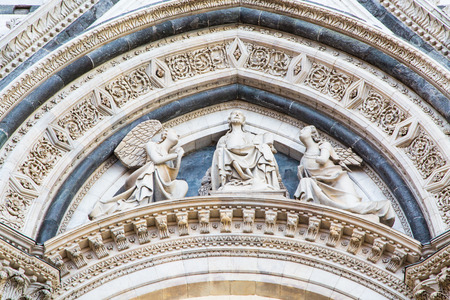 Architectural details of building  in medieval town Siena,Tuscany,Italyの写真素材