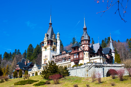 Beautiful former royal Peles castle, Sinaia, Romaniaのeditorial素材