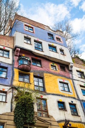 The view of Hundertwasser house in Vienna, Austriaの写真素材