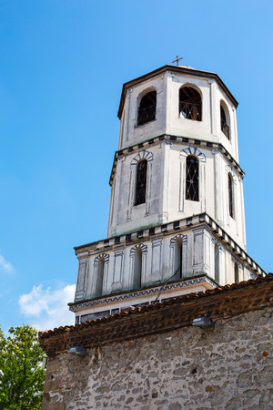 Old church tower in Plovdiv city, Bulgariaの写真素材