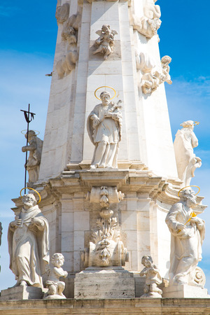 Sculptures of Holy Trinity column outside of Matthias Church in Budapest Hungaryの写真素材