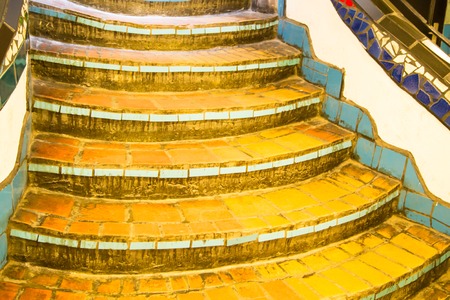 The staircase of colorful Hundertwasser house in Vienna Austriaの写真素材