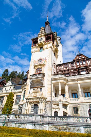 Beautiful landmark of Romania former royal residence Peles castle Sinaiaのeditorial素材