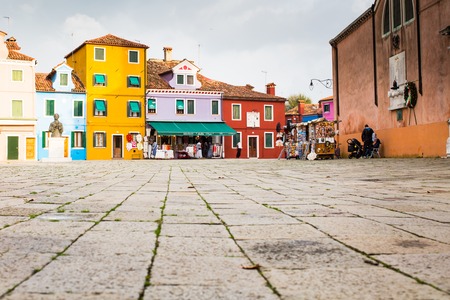 Burano Island, Venice, Italy - November 10, 2014: Venice landmark, Burano island, colorful housesのeditorial素材
