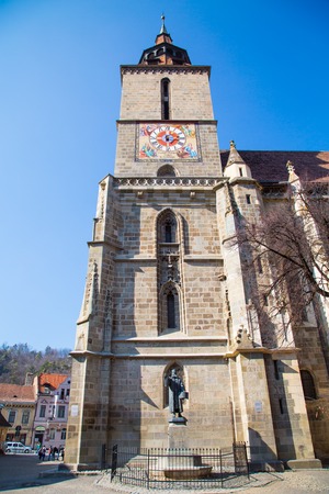 Brasov, Romania - March 24, 2015: Gothic building of the Black Church, Biserica Neagra in Brasov, Transylvania, Romaniaのeditorial素材